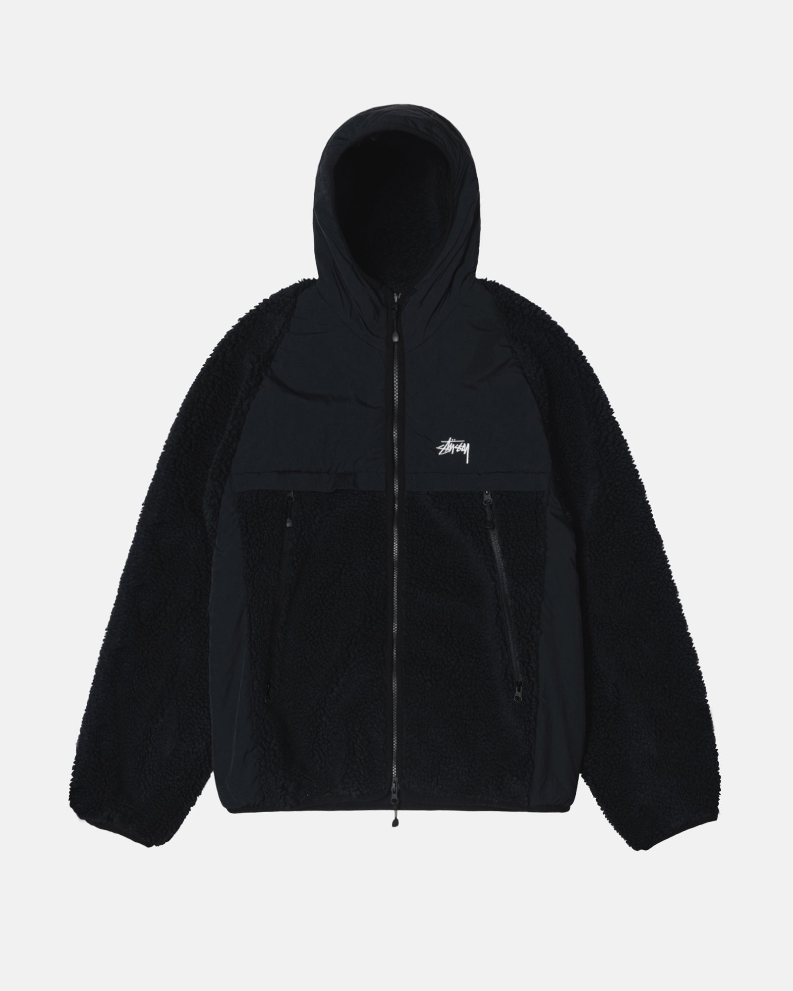 SHERPA PANELED HOODED JACKET